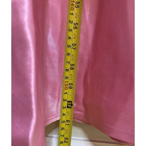 Vintage Cache Pink Y2K Satin Long Bias Cut Prom Slip Dress Gown Rhinestone Sz 6 - Picture 8 of 12